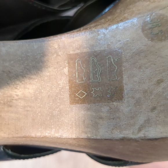 Theory leather/wood heeled sandals Sz 36.5/6 - Picture 7 of 11